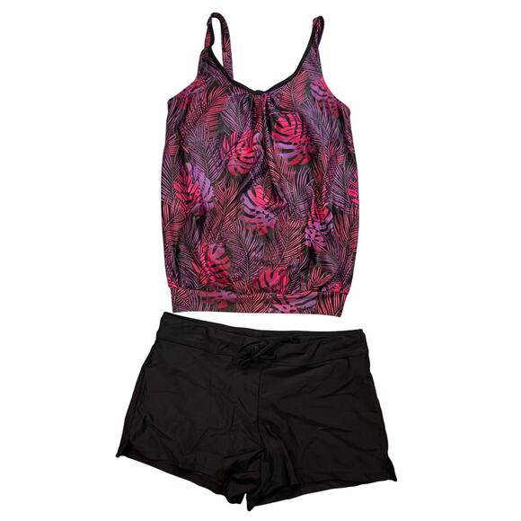 NWT, Aqua Eve Tropical Tankini Boyshort Set - Size Large - Picture 1 of 7